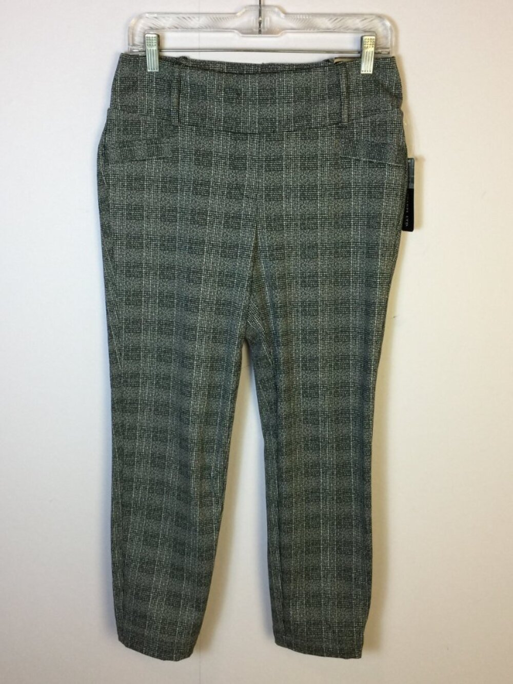 New! Soho Apparel ltd Pull-on Pants Sz M Womens Black White Plaid Skinny Cropped